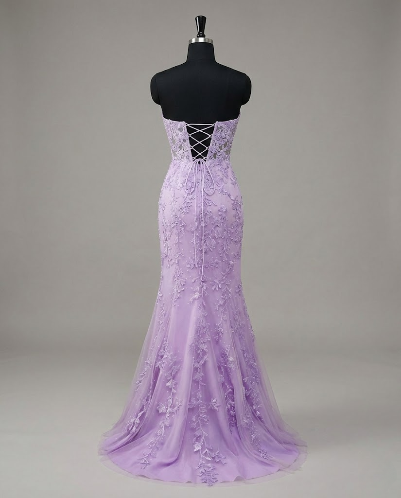 Frigg Lace Appliqué Strapless Corset Evening Prom Dress Secondary image