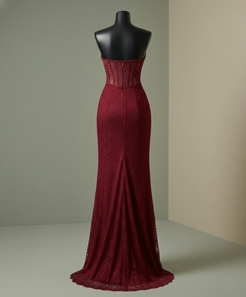 Brynja Sculpted Corset Lace High Slit Sheath Prom Dress Secondary image