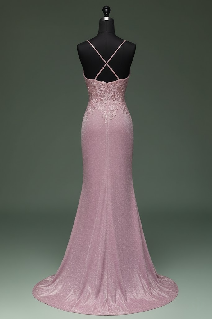 Gerdr Lace Shimmer Spaghetti Strap Slim Fit Prom Dress Secondary image