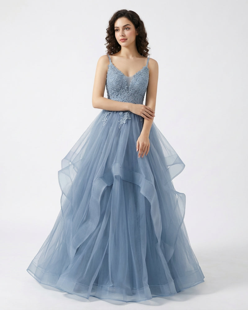 Gna A-Line Lace Corset Ruched Tulle Gown Dress Secondary image